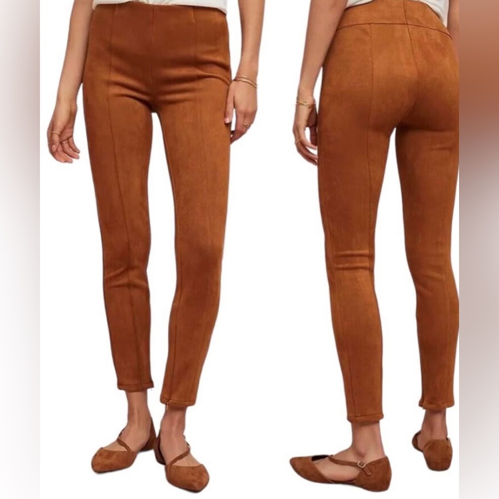 Anthropologie Faux Suede Ankle Zip Pants